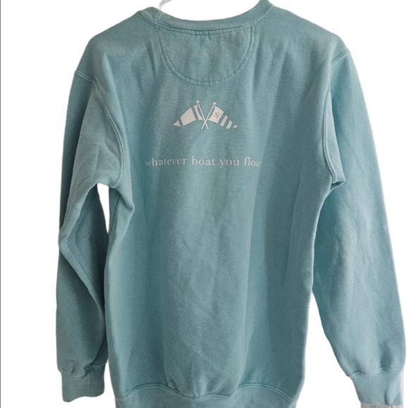 Seaside Style Women’s Small Aqua Blue Crewneck Sweatshirt | Like New - Picture 6 of 7